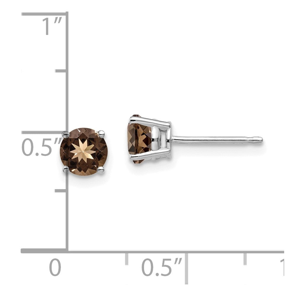 14k White Gold 5mm Round Smok Yellow Gold Quartz Earring