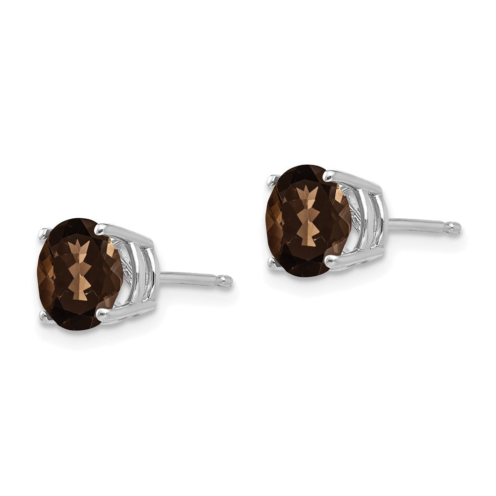 14k White Gold 7mm Round Smok Yellow Gold Quartz Earrings