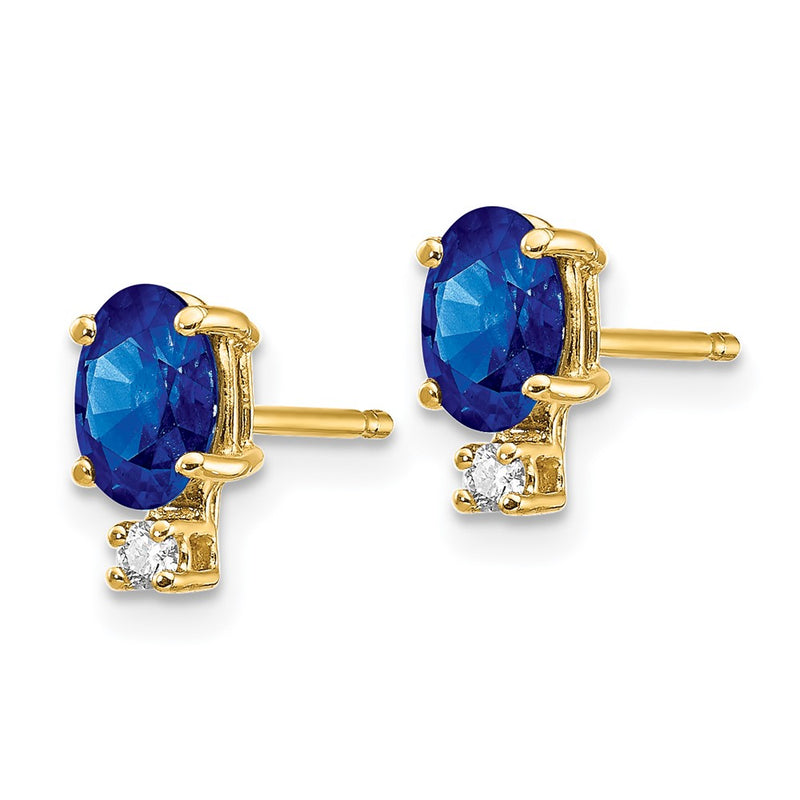 14k Yellow Gold 6x4mm Oval Sapphire A Real Diamond Earrings