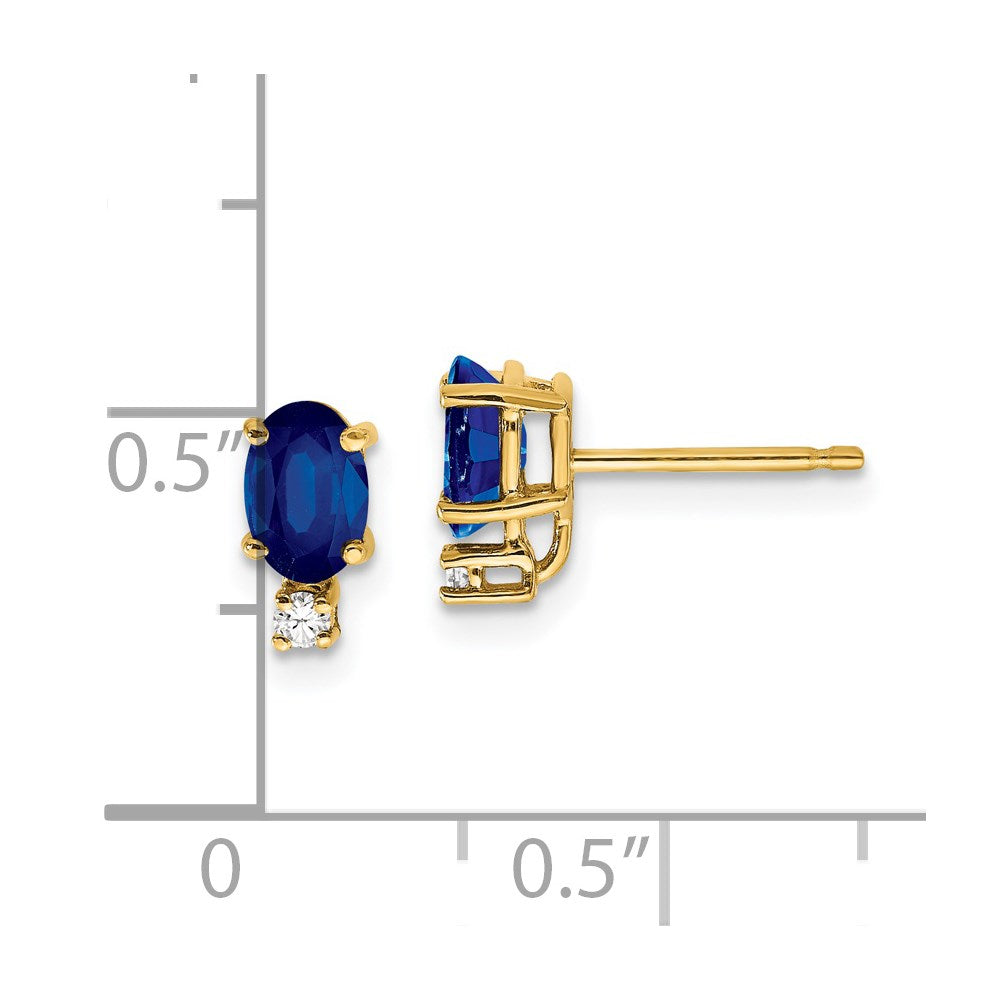 14k Yellow Gold 6x4mm Oval Sapphire VS Real Diamond Earrings