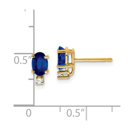 14k Yellow Gold 6x4mm Oval Sapphire A Real Diamond Earrings