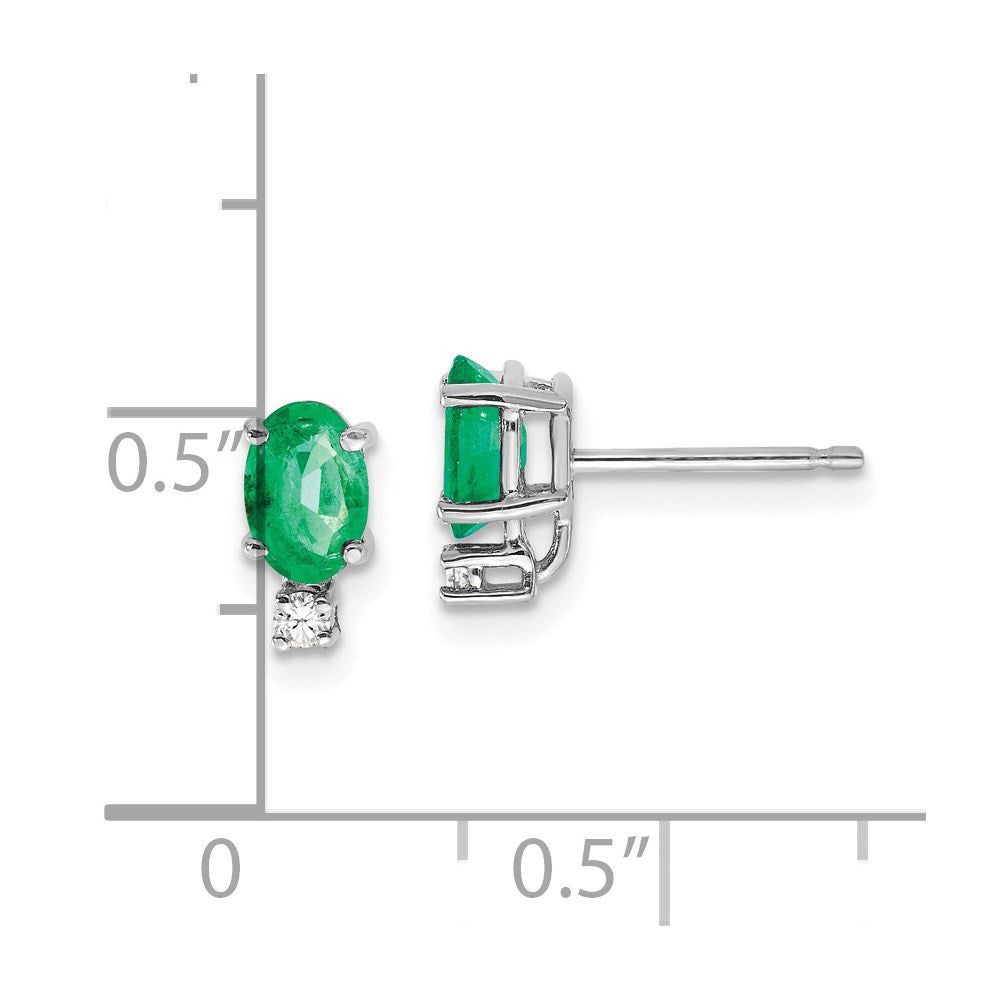 14k Yellow Gold Emerald Real Diamond Post Earrings