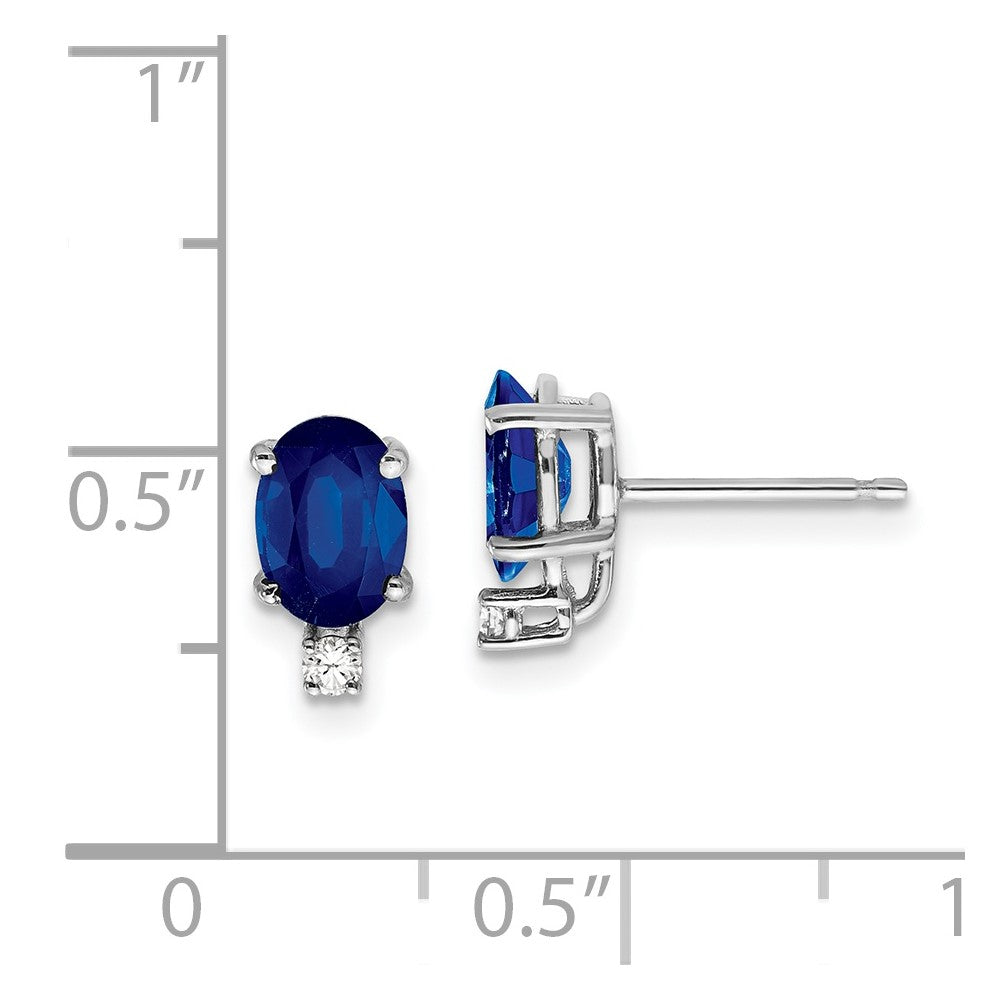 14k/wg Sapphire Real Diamond Post Earrings