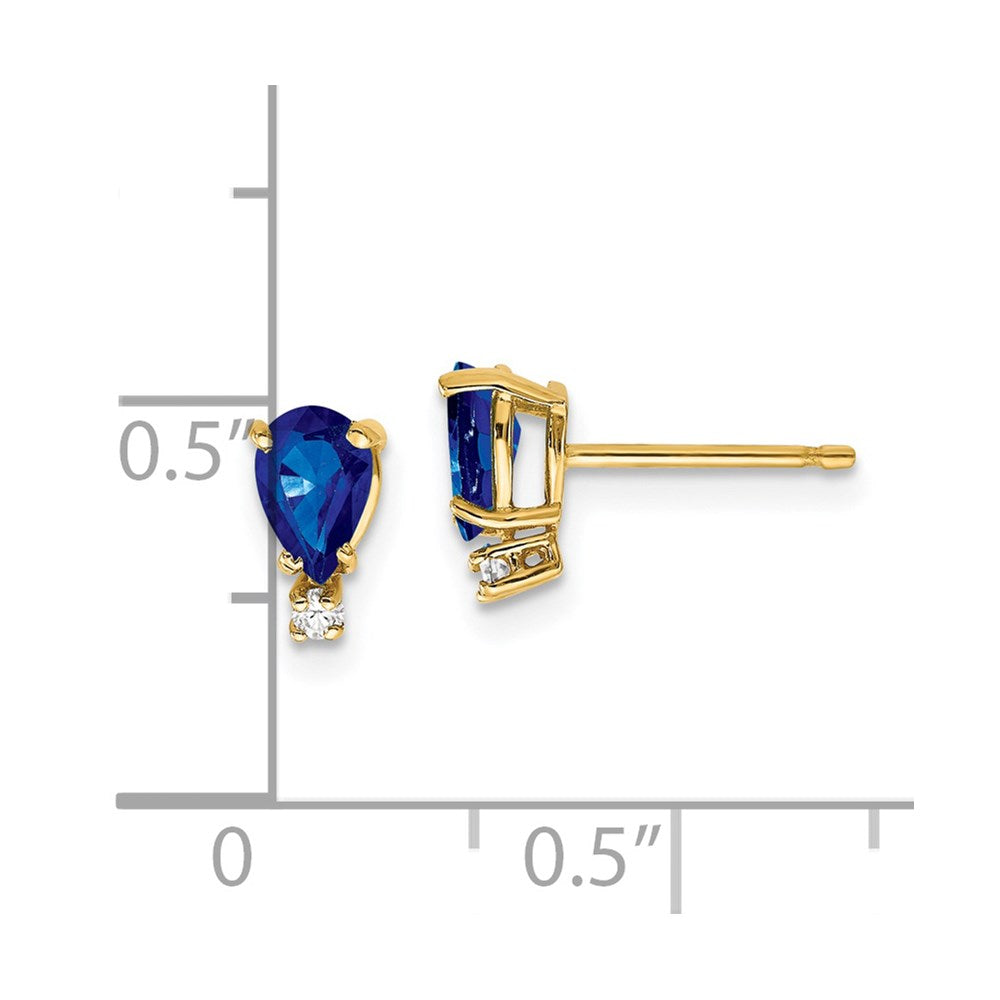 14k Yellow Gold 6x4mm Pear Sapphire & AAA Real Diamond Earrings