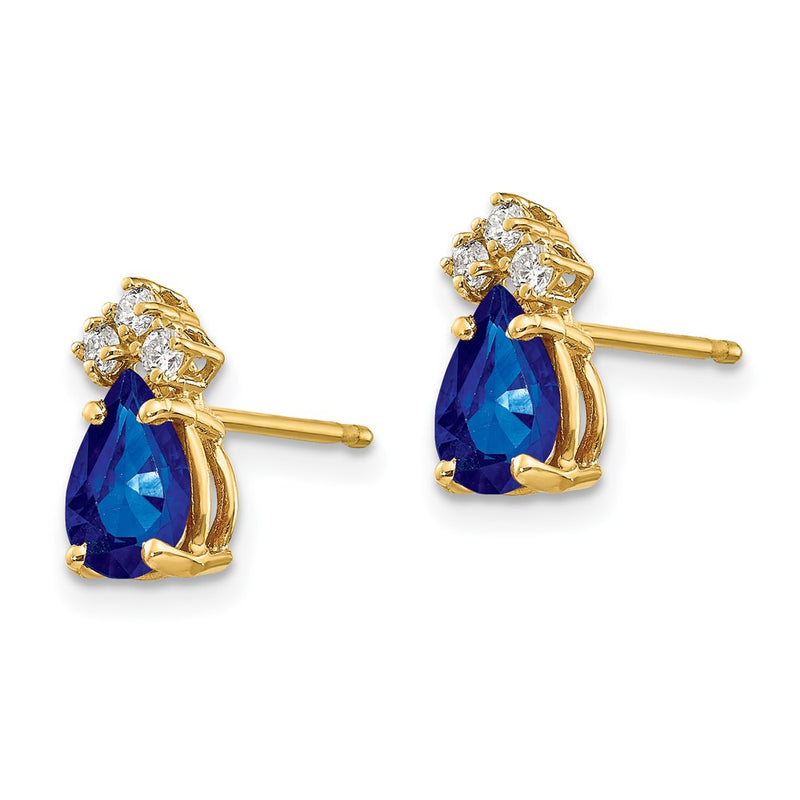 14k Yellow Gold Sapphire Real Diamond Earrings