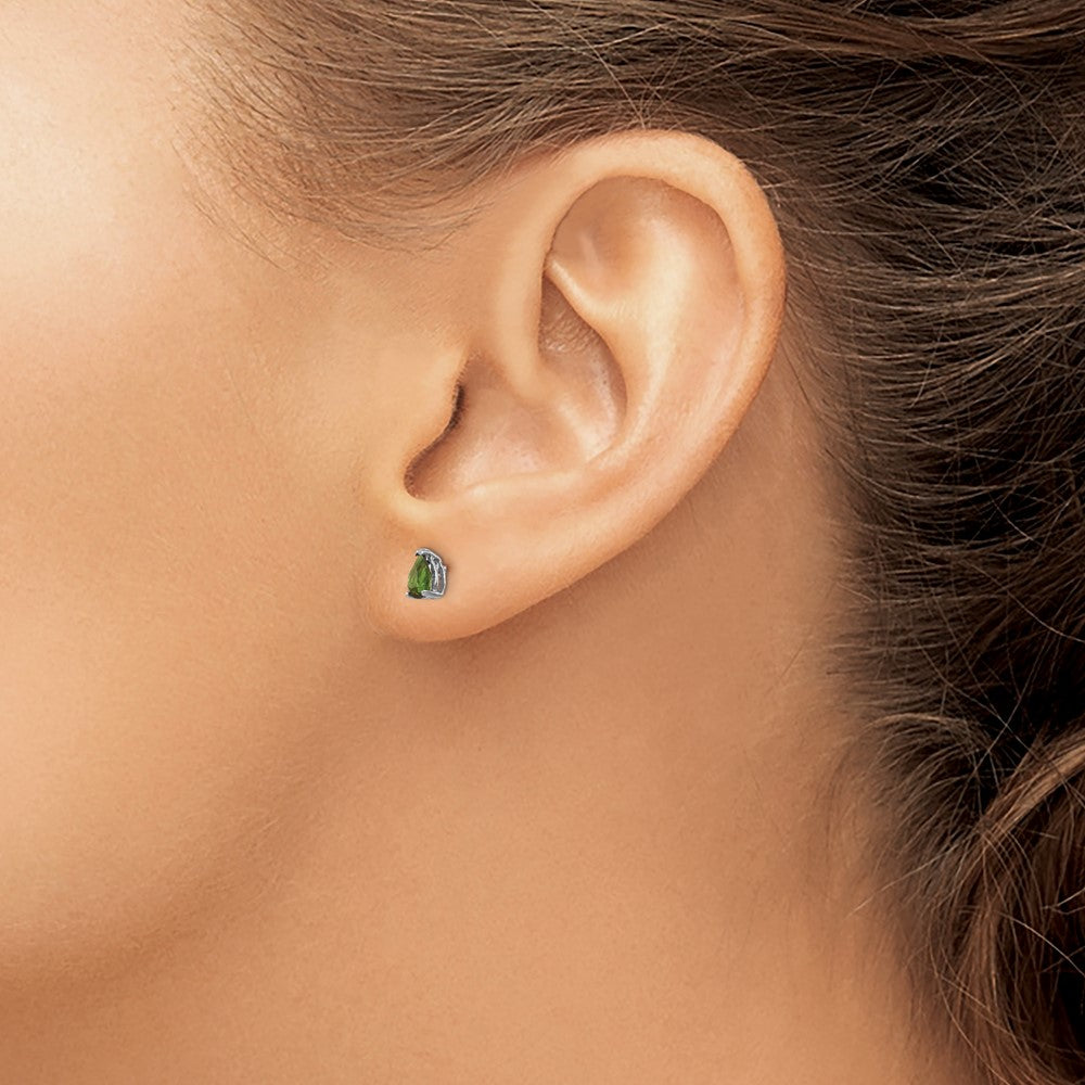 14K White Gold Green Tourmaline Earrings