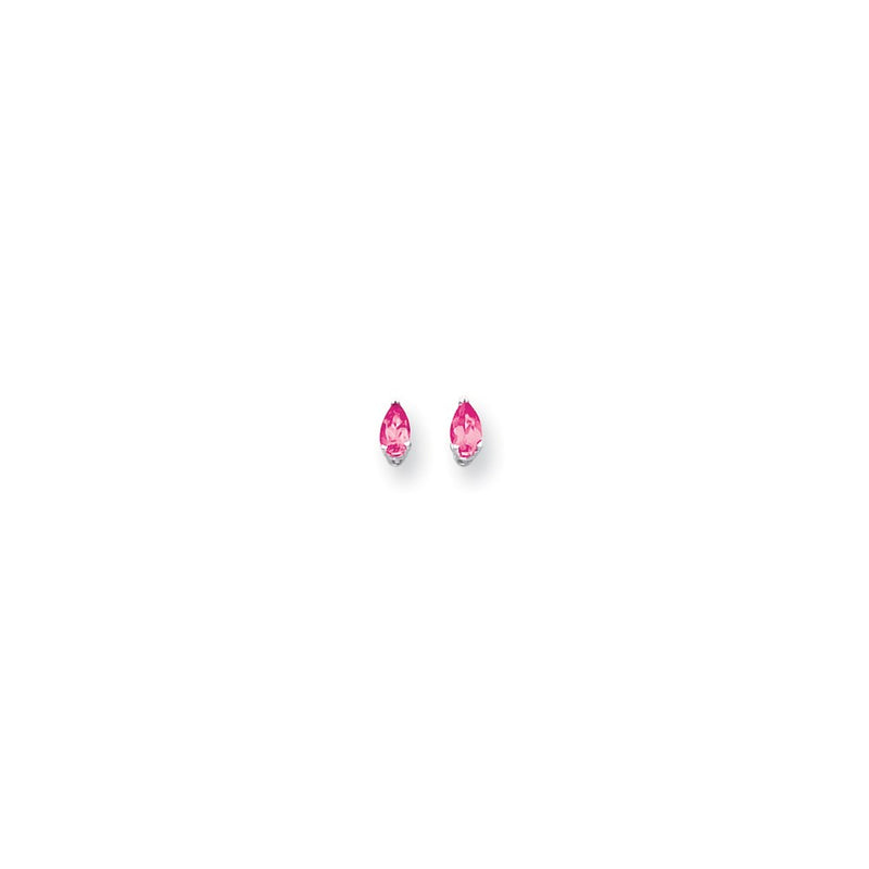 14K White Gold 5x3mm Pear Pink Tourmaline Earring