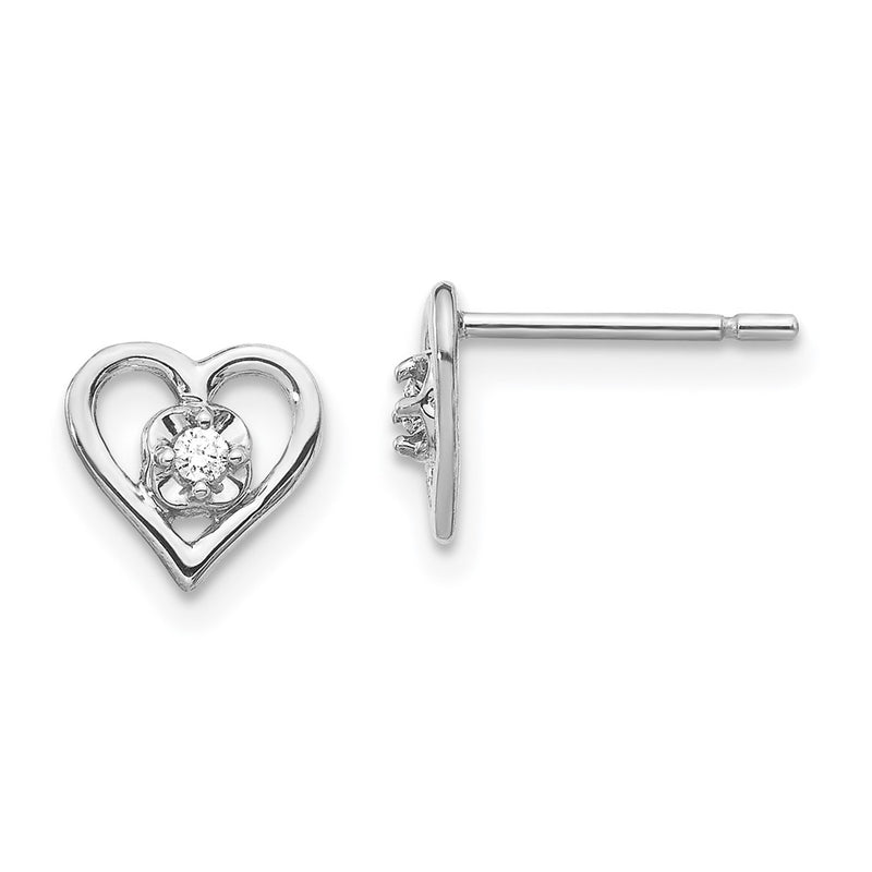 14k White Gold VS Real Diamond heart Earrings