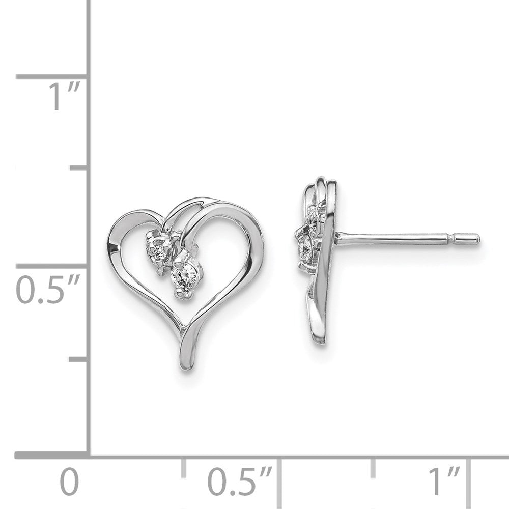 14k White Gold A Real Diamond heart Earrings