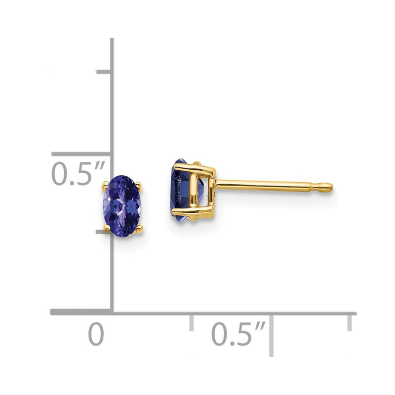 14K Yellow Gold Tanzanite Post Earrings