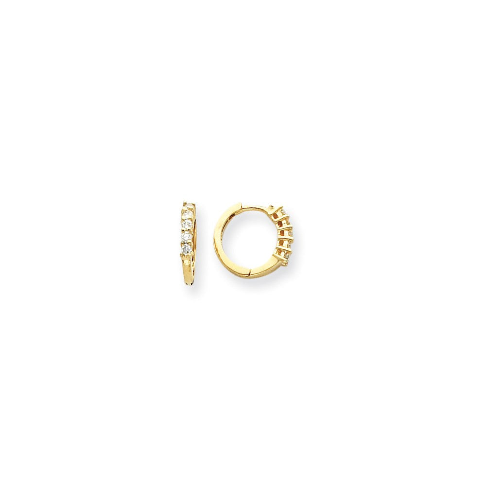 14k Yellow Gold Real Diamond hinged hoop Earringss