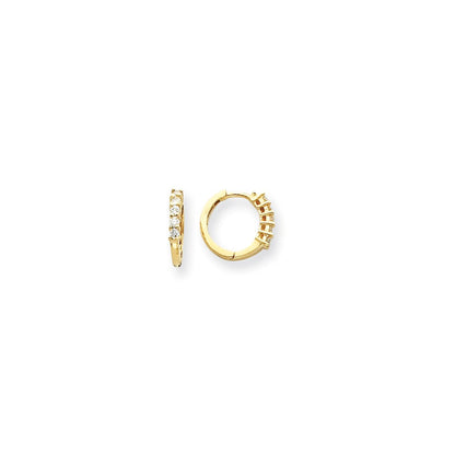 14k Yellow Gold Real Diamond hinged hoop Earringss
