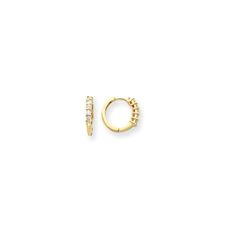14k Yellow Gold Real Diamond hinged hoop Earringss