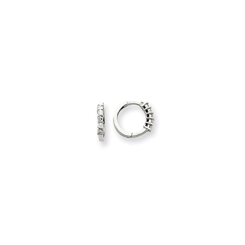 14k White Gold AAA Real Diamond hinged hoop Earringss
