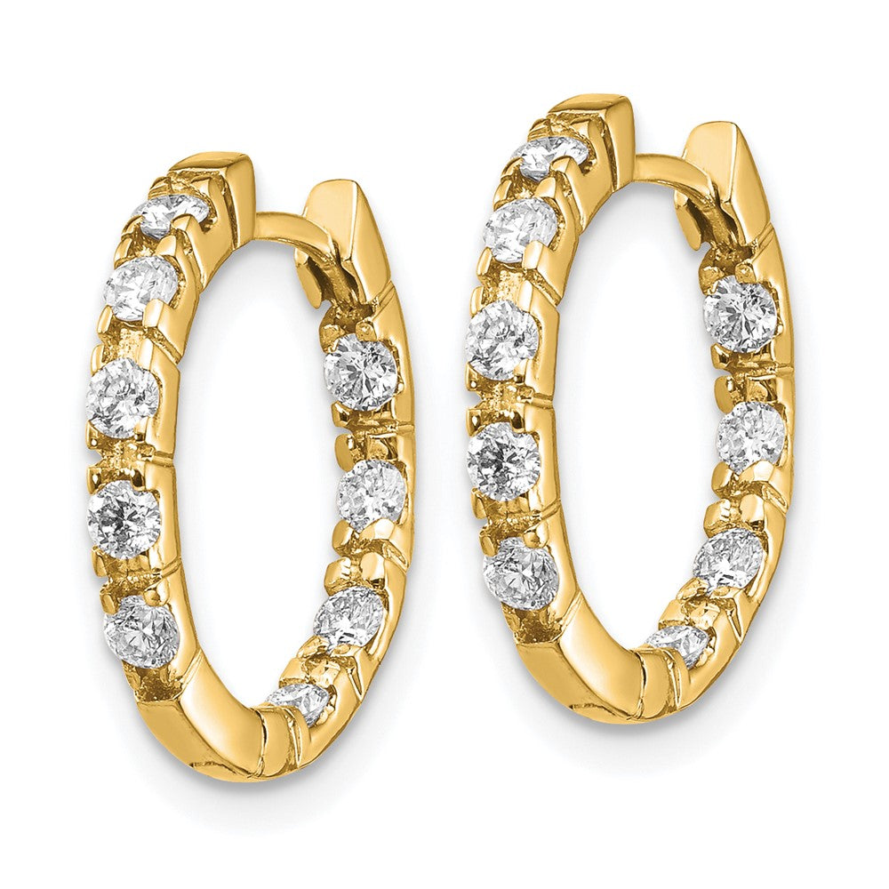 14k Yellow Gold Real Diamond Hinged Hoop Earrings