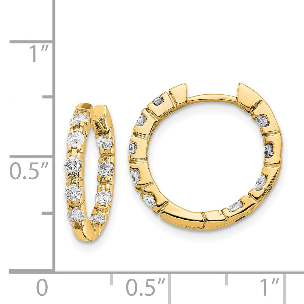14k Yellow Gold Real Diamond Hinged Hoop Earrings