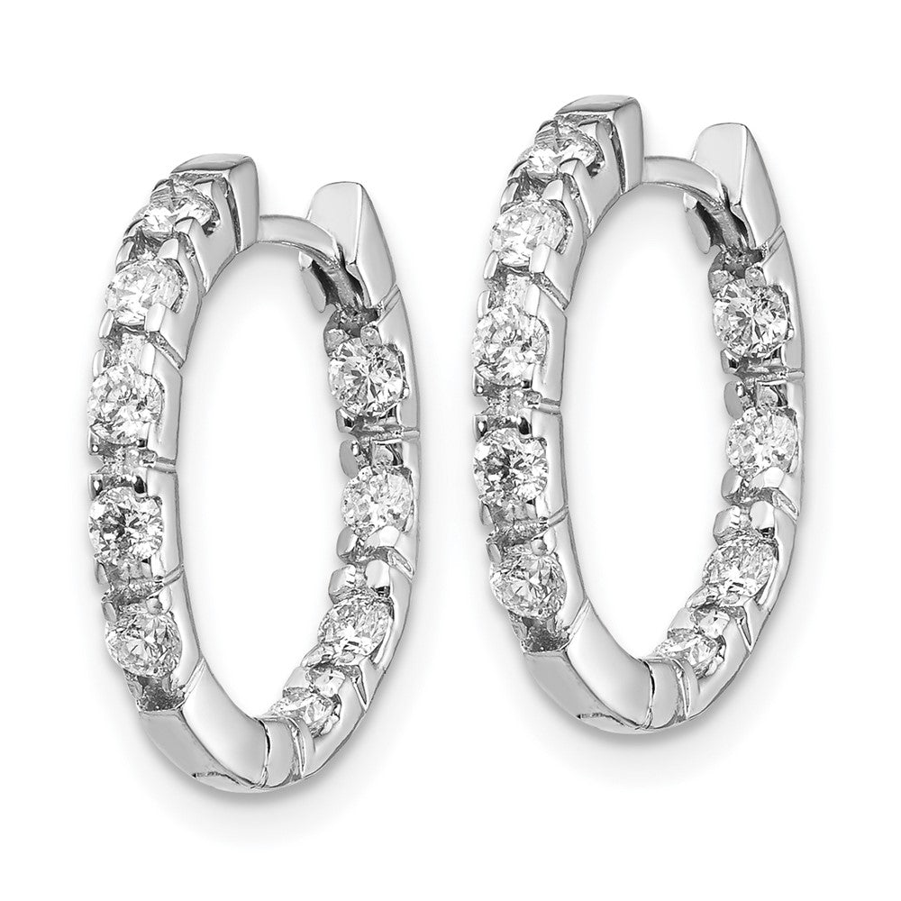 14k White Gold VS Real Diamond Hinged Hoop Earrings