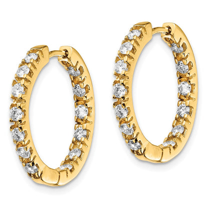 14k Yellow Gold Real Diamond Hinged Hoop Earrings