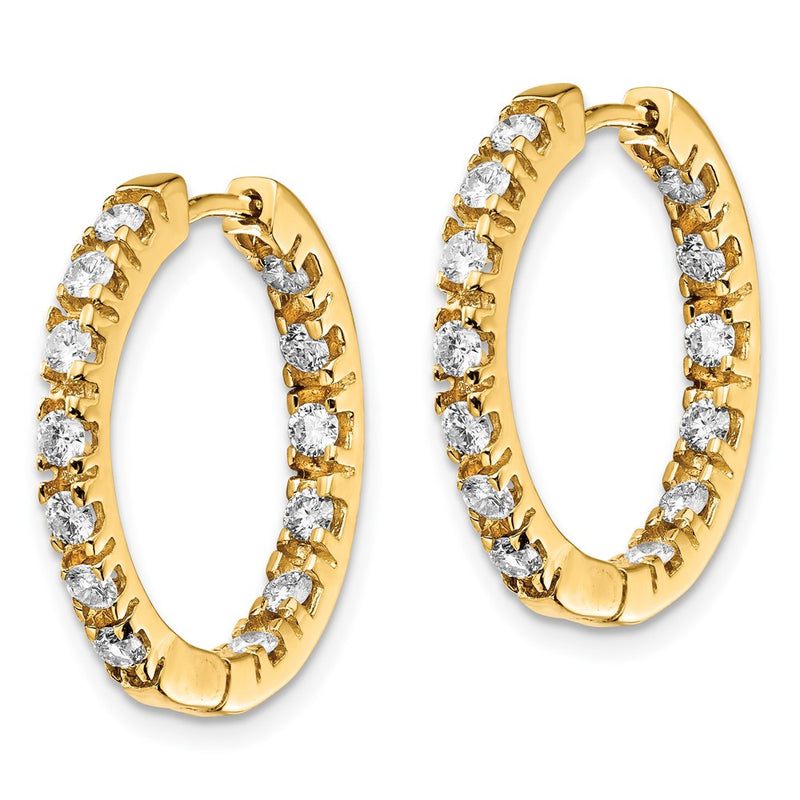 14k Yellow Gold Real Diamond Hinged Hoop Earrings