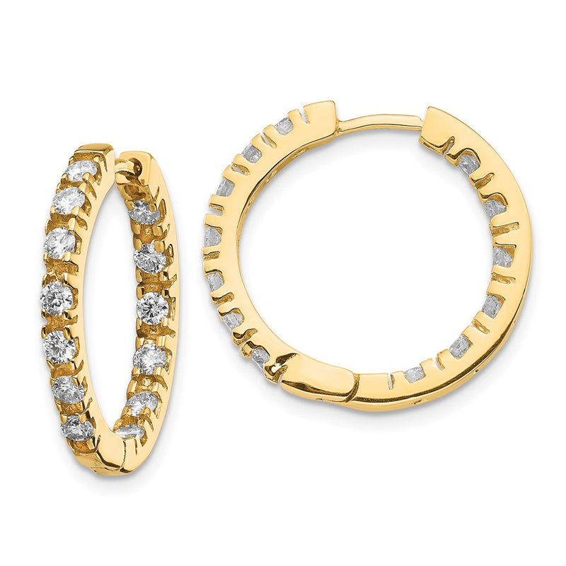14k Yellow Gold VS Real Diamond Hinged Hoop Earrings