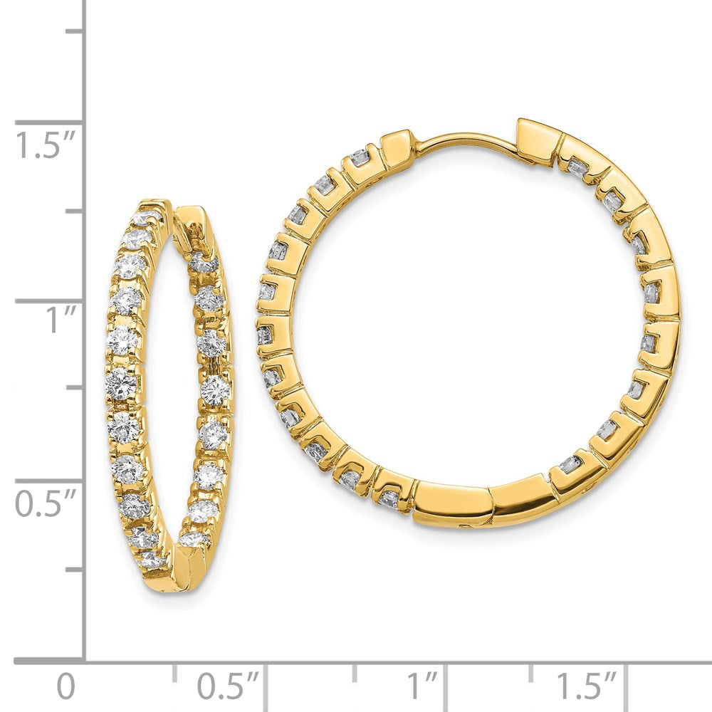 14k Yellow Gold VS Real Diamond Hinged Hoop Earrings