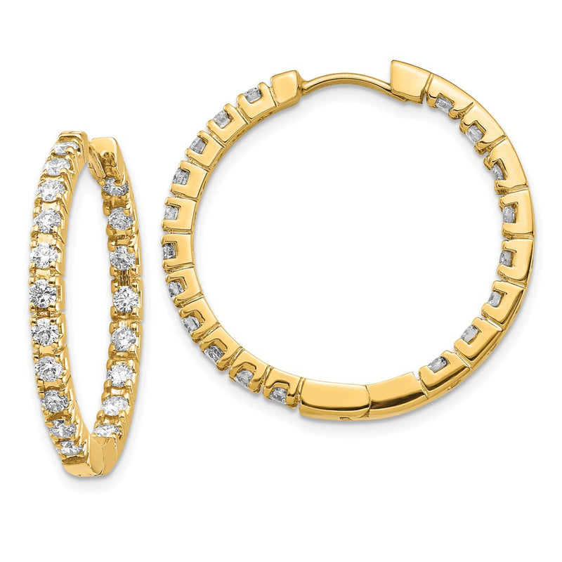 14k Yellow Gold VS Real Diamond Hinged Hoop Earrings