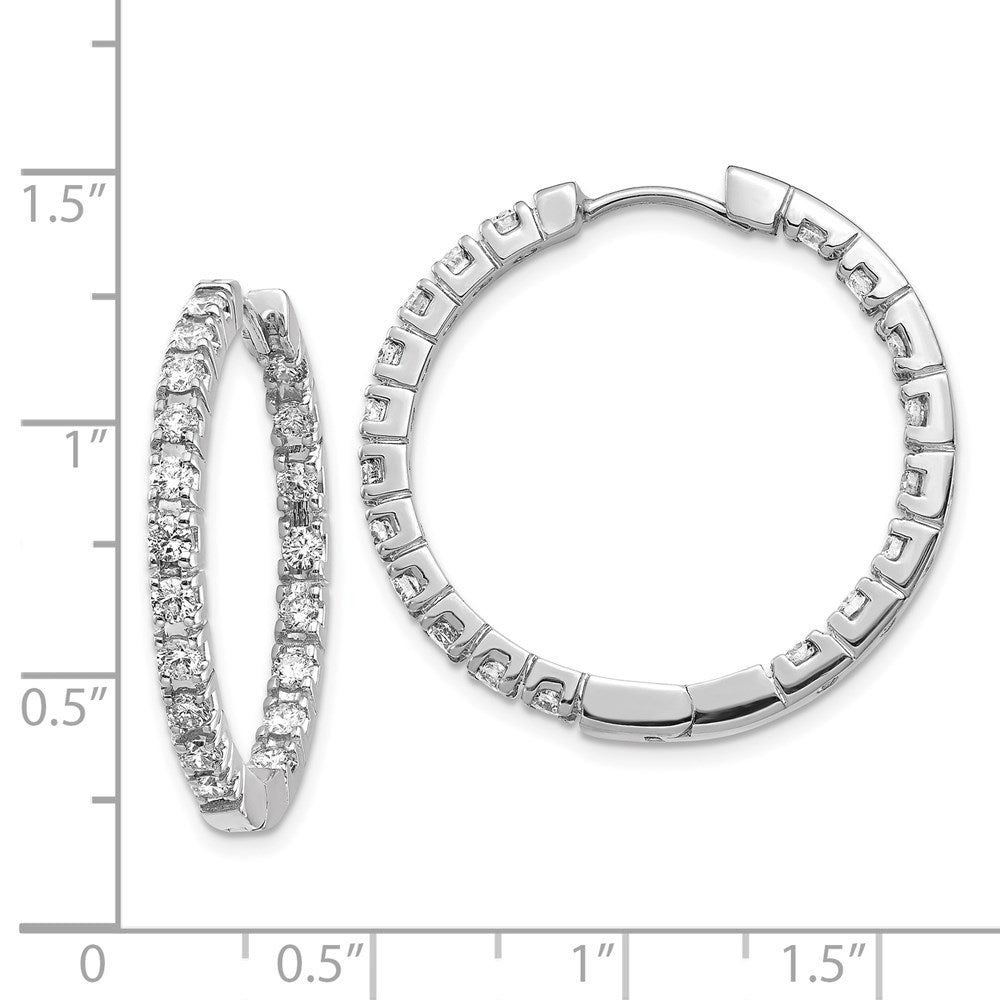 14k White Gold AA Real Diamond Hinged Hoop Earrings