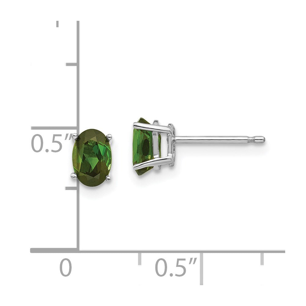 14K White Gold Green Tourmaline Earrings
