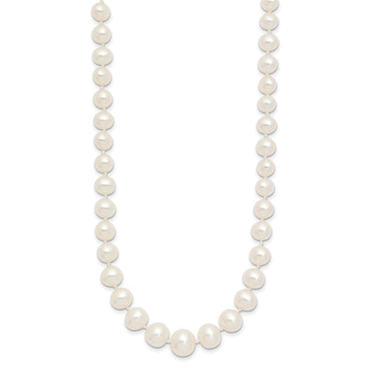 14K Yellow Gold 4 8mm White Freshwater Cultured Pearl Graduated 18 Inch Necklace