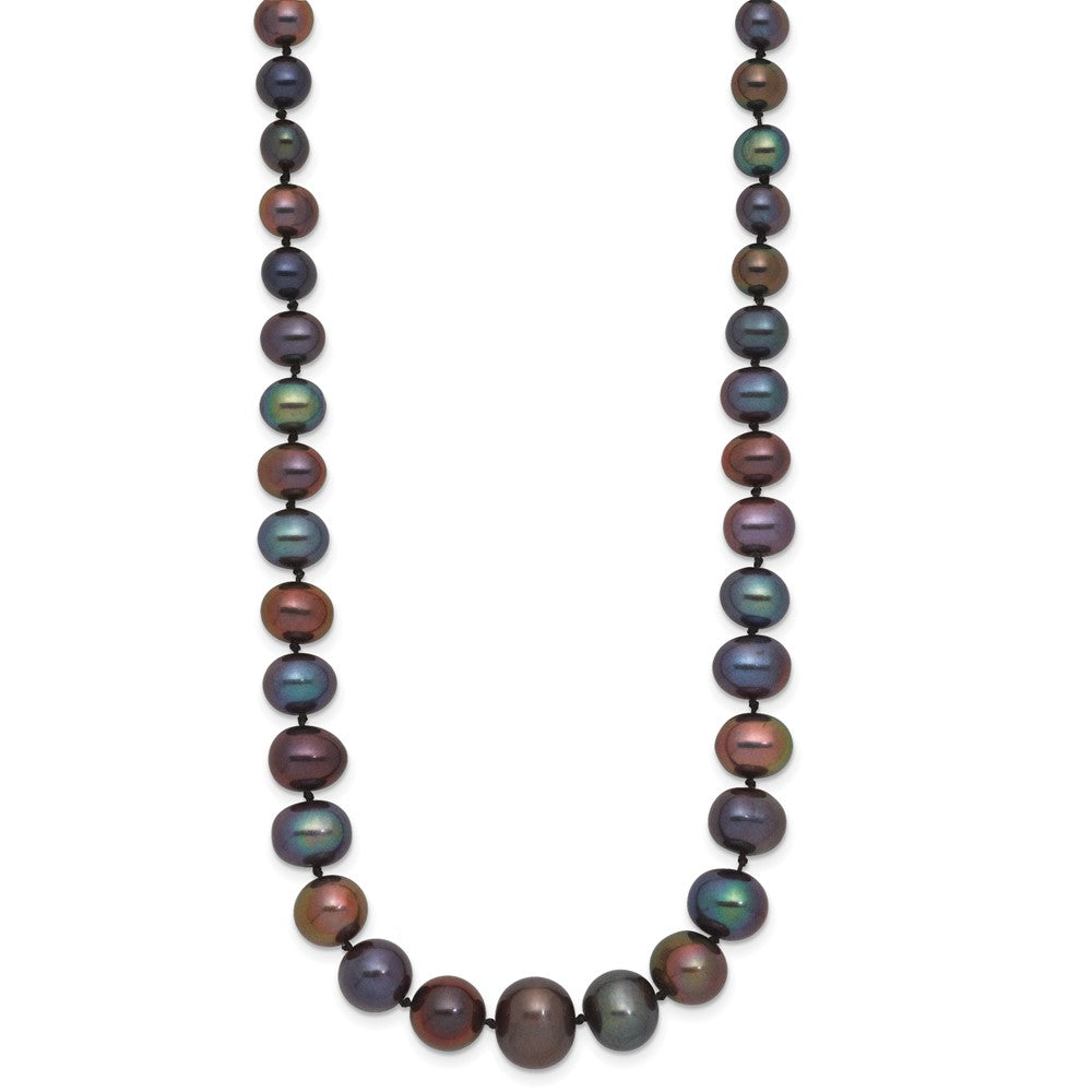14K White Gold Wg 4-10mm Graduated Near Rnd Black Fwc Pearl 18in Necklace