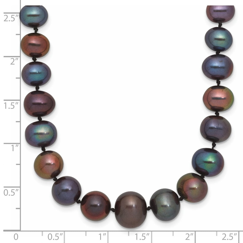 14K White Gold Wg 4-10mm Graduated Near Rnd Black Fwc Pearl 18in Necklace