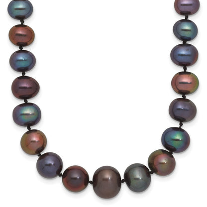 14K White Gold Wg 4-10mm Graduated Near Rnd Black Fwc Pearl 18in Necklace