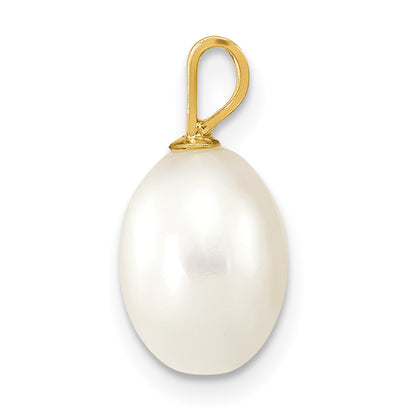 14k Yellow Gold 14K 7-8mm White Rice Freshwater Cultured Pearl Pendant