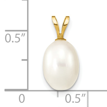 14k Yellow Gold 14K 7-8mm White Rice Freshwater Cultured Pearl Pendant