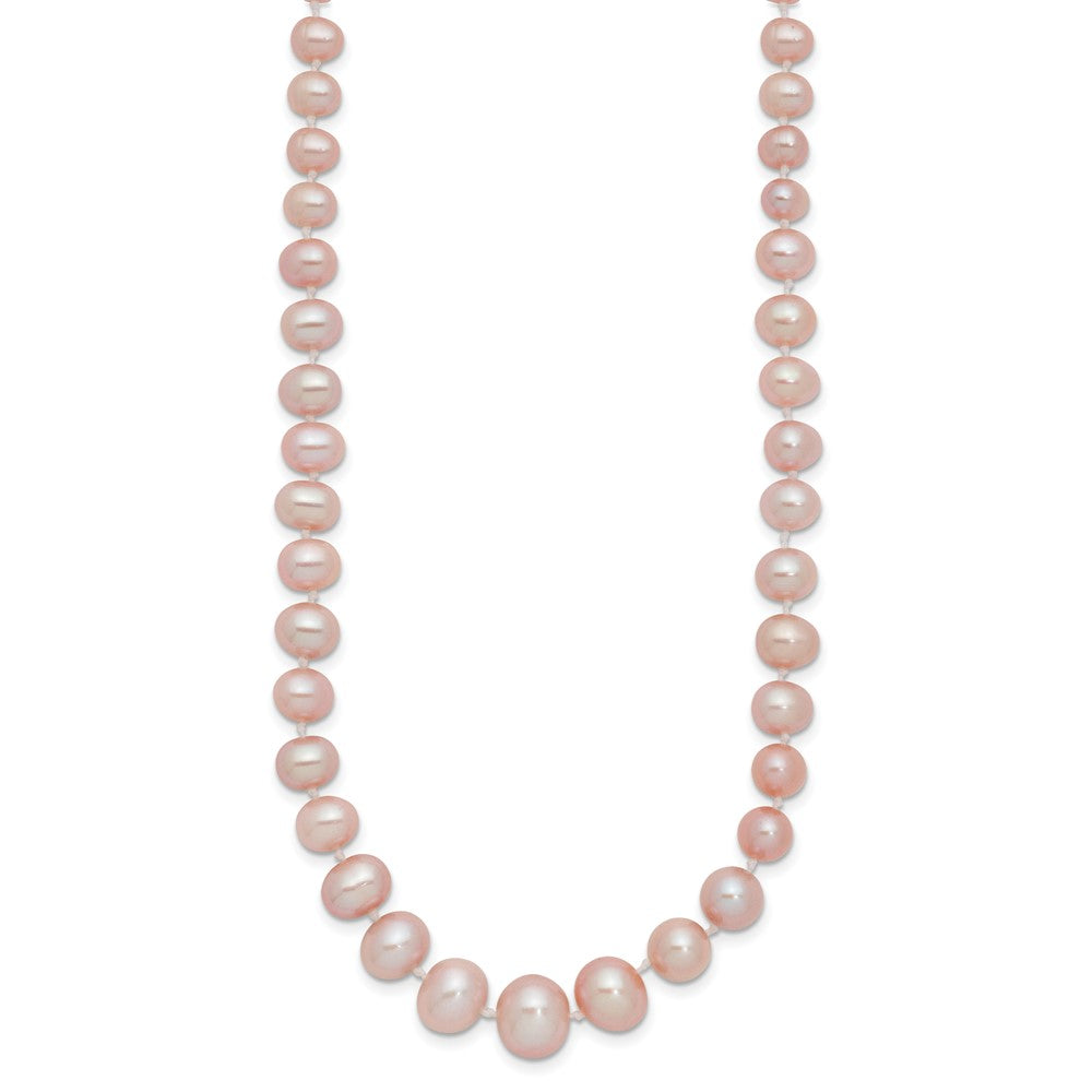 14K Yellow Gold 4 8mm Purple Freshwater Cultured Pearl Graduated 18 Inch Necklace