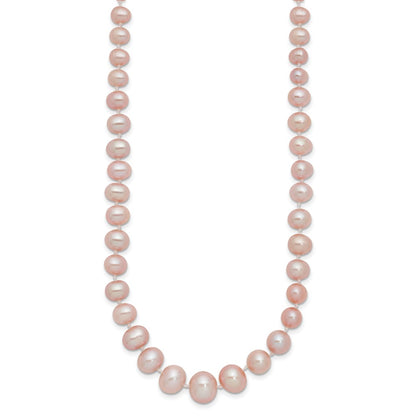 14K Yellow Gold 4 8mm Purple Freshwater Cultured Pearl Graduated 18 Inch Necklace