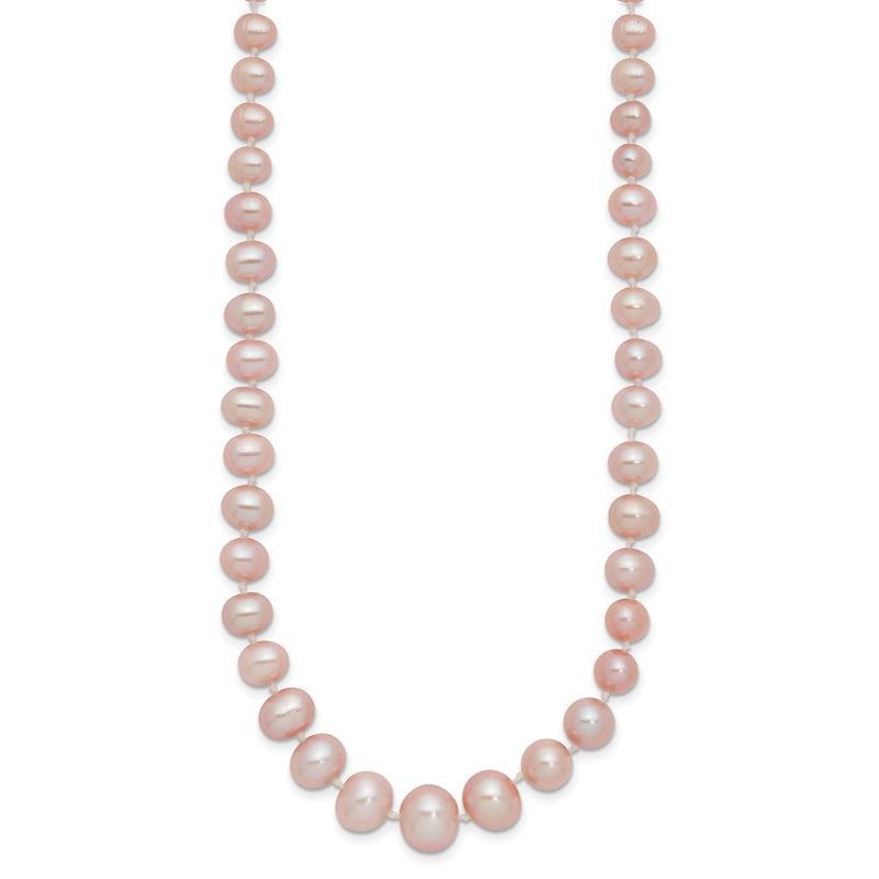 14K Yellow Gold 4 8mm Purple Freshwater Cultured Pearl Graduated 18 Inch Necklace