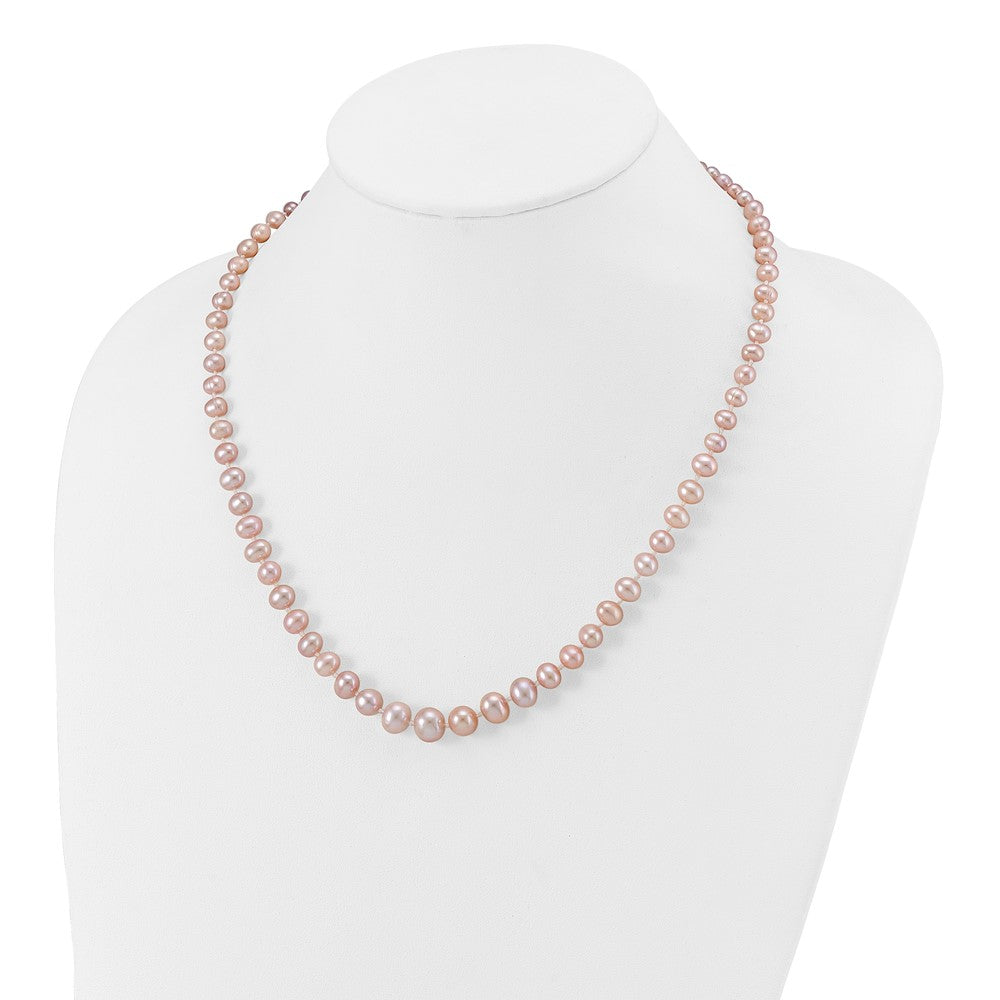 14K Yellow Gold 4 8mm Purple Freshwater Cultured Pearl Graduated 18 Inch Necklace