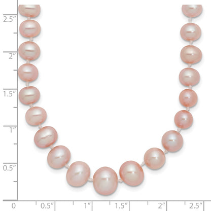 14K Yellow Gold 4 8mm Purple Freshwater Cultured Pearl Graduated 18 Inch Necklace