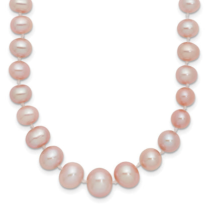 14K Yellow Gold 4 8mm Purple Freshwater Cultured Pearl Graduated 18 Inch Necklace