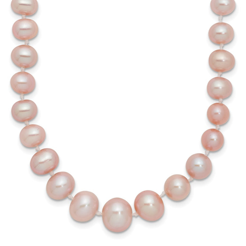 14K Yellow Gold 4 8mm Purple Freshwater Cultured Pearl Graduated 18 Inch Necklace