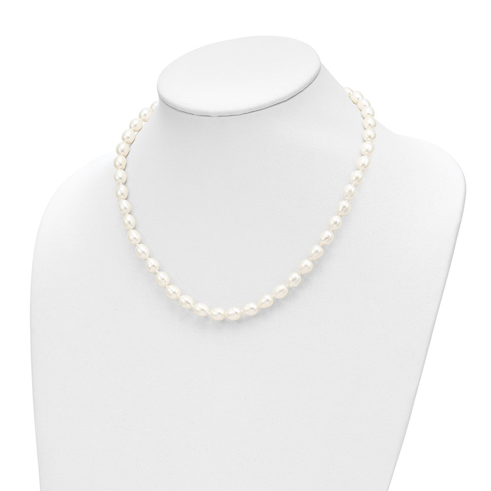 14K Yellow Gold 7-8mm Rice Freshwater Cultured Pearl 18 In. Necklace & Post Earring Set
