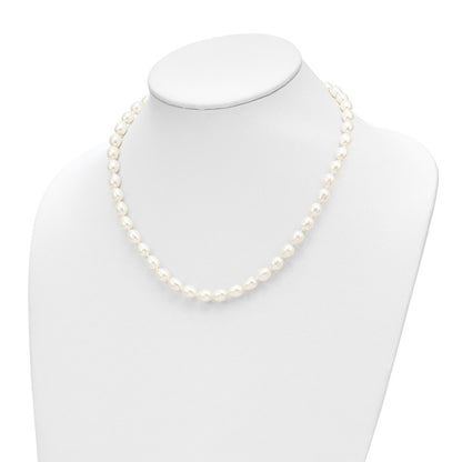 14K Yellow Gold 7-8mm Rice Freshwater Cultured Pearl 18 In. Necklace & Post Earring Set