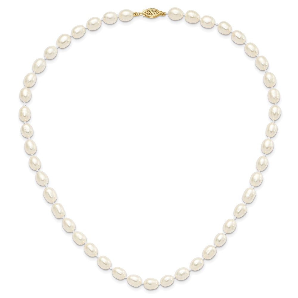 14K Yellow Gold 7-8mm Rice Freshwater Cultured Pearl 18 In. Necklace & Post Earring Set