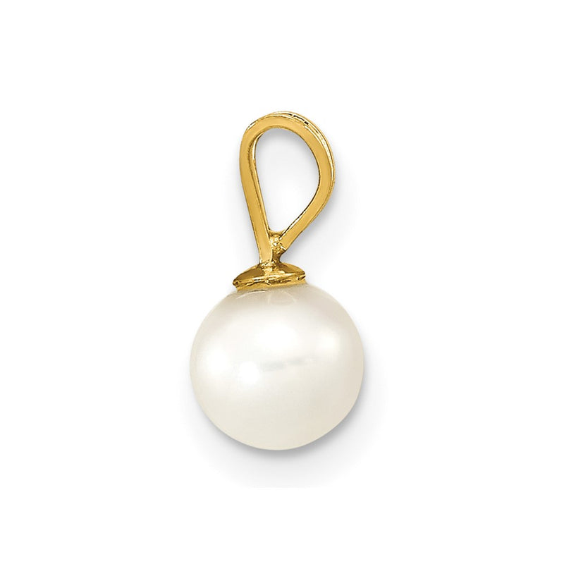 14k Yellow Gold 14K 5-6mm White Round Freshwater Cultured Pearl Pendant