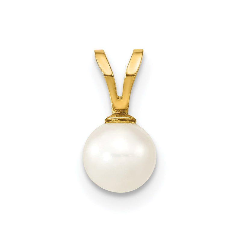 14k Yellow Gold 14K 5-6mm White Round Freshwater Cultured Pearl Pendant
