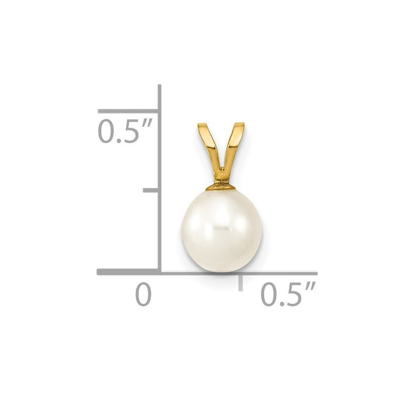 14k Yellow Gold 14K 6-7mm White Round Freshwater Cultured Pearl Pendant