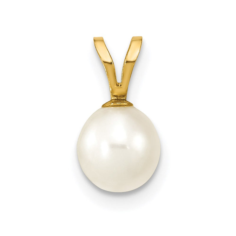 14k Yellow Gold 14K 6-7mm White Round Freshwater Cultured Pearl Pendant