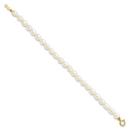 14K Yellow Gold White Freshwater Cultured Pearl 14 In. Necklace, 5 In. Bracelet & Earring Set