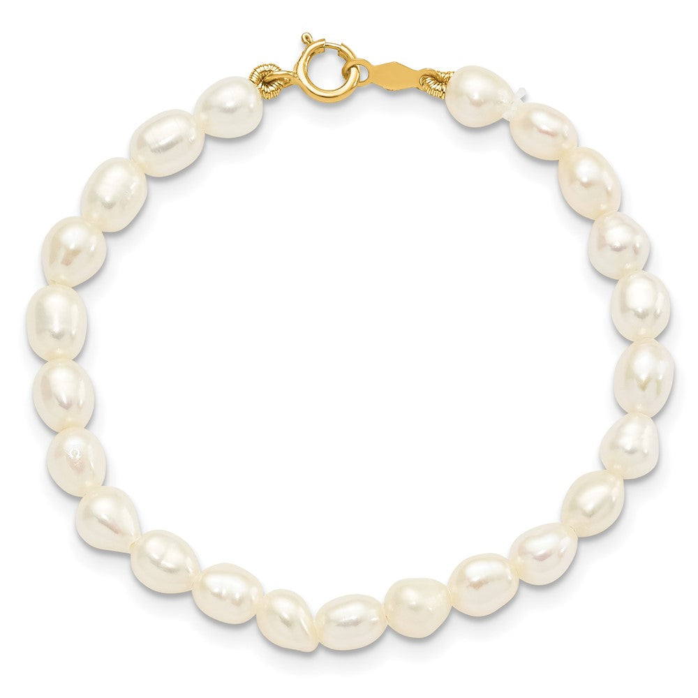 14K Yellow Gold White Freshwater Cultured Pearl 14 In. Necklace, 5 In. Bracelet & Earring Set